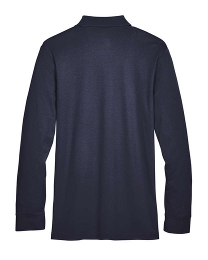 Devon & Jones Men's CrownLux Performance® Plaited Long Sleeve Polo DG20L #color_Navy