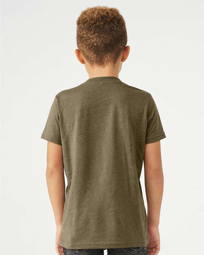 BELLA + CANVAS Youth CVC Jersey Tee 3001YCVC #colormdl_Heather Olive