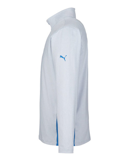 Puma Golf Men's Mesa Stripe Quarter-Zip Pullover PG410 #color_Lake Blue/ Bright White