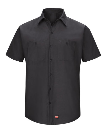 Red Kap Men's Tall Mimix™ Short Sleeve Work Shirt SX20T #color_Black