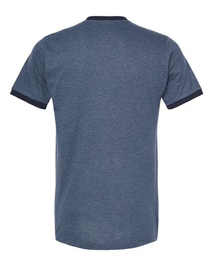 Tultex Fine Jersey Ringer T-Shirt 246 #color_Heather Denim/ Navy