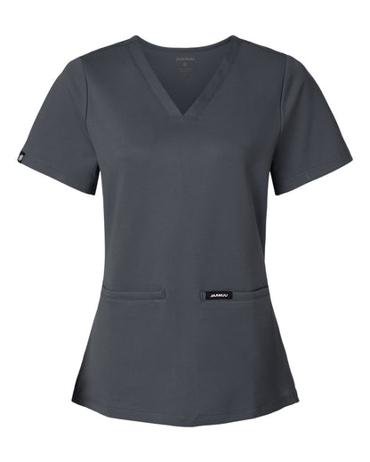 Jaanuu Women's Cesi Ultrasoft Scrub V-Neck Top W30003 #color_Carbon Grey
