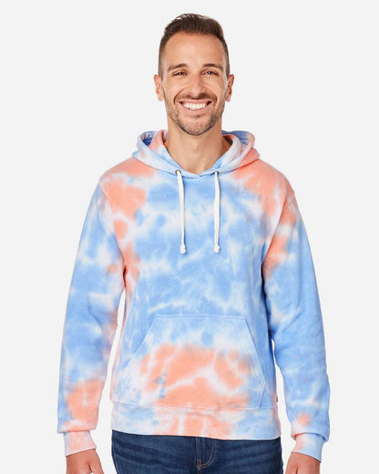 J. America Men's Tie-Dyed Fleece Hooded Sweatshirt 8861 #colormdl_Sunset Tie Dye