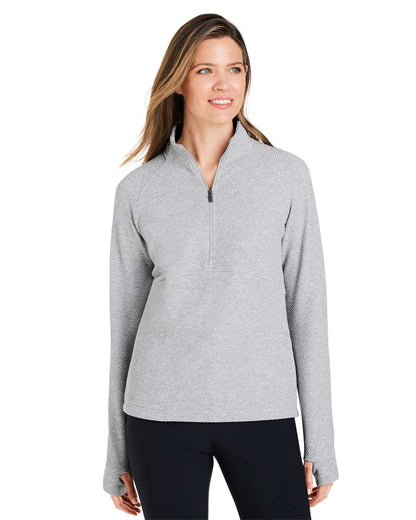 North End Women's Spirit Textured Quarter-Zip Pullover NE725W #colormdl_Platinum Heather