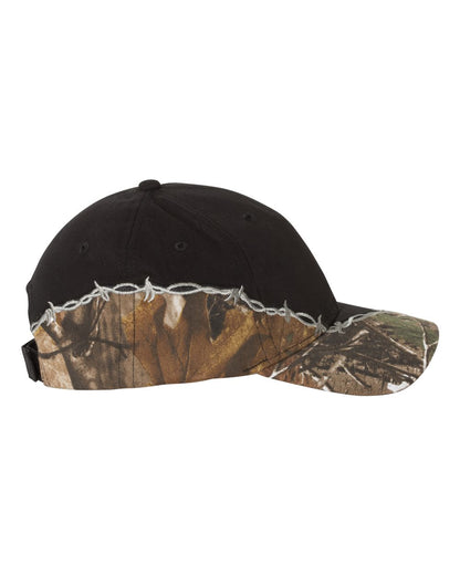 Kati Licensed Camo with Barbed Wire Embroidery Cap LC4BW #color_Black/ Realtree AP