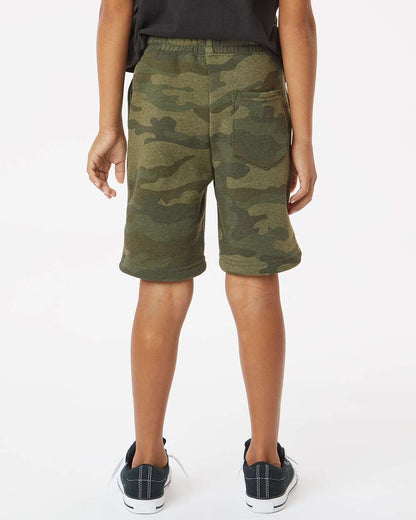 Independent Trading Co. Youth Lightweight Special Blend Fleece Shorts PRM16SRT #colormdl_Forest Camo Heather