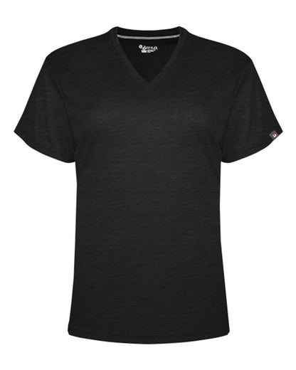 Badger FitFlex Women's Performance V-Neck T-Shirt 1002 #color_Black