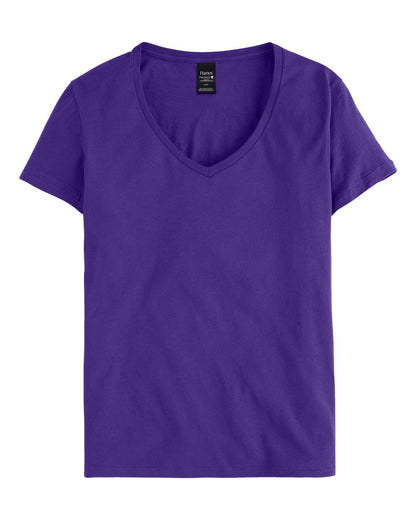 Hanes Women's Perfect-T V-Neck T-Shirt S04V #color_Purple