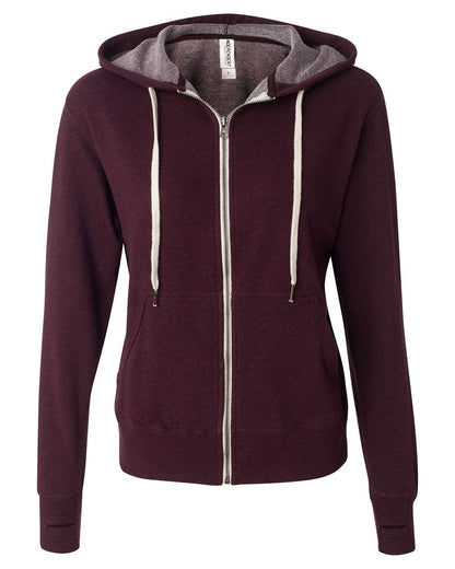 Independent Trading Co. Heathered French Terry Full-Zip Hooded Sweatshirt PRM90HTZ #color_Burgundy Heather