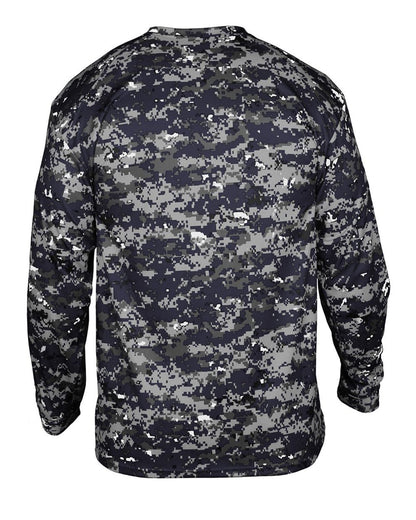 Badger Youth Digital Camo Long Sleeve T-Shirt 2184 #color_Navy Digital