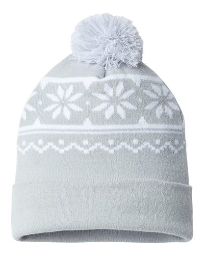 CAP AMERICA USA-Made Snowflake Beanie RKF12 #color_Silver/ White