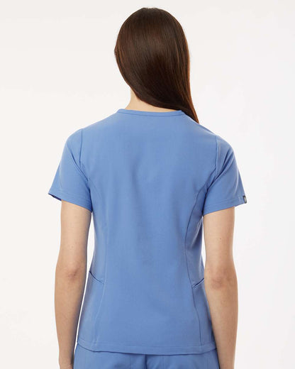 Jaanuu Women's Calix Fit & Flare Scrub V-Neck Top W10003 #colormdl_Ceil Blue