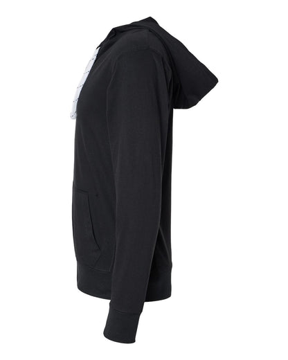 J. America Unisex Jersey Sport Lace Hooded Pullover 8231 #color_Black