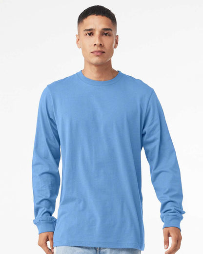 BELLA + CANVAS Heather CVC Long Sleeve Tee 3501CVC #colormdl_Heather Carolina Blue