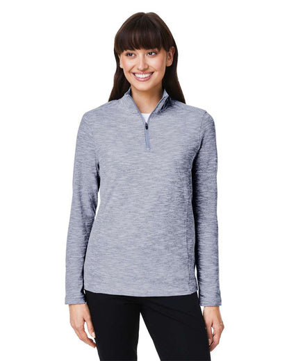 North End Women's Eclipse Jacquard Quarter-Zip Pullover NE415W #colormdl_Classic Navy Heather