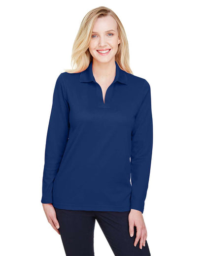 Devon & Jones Women's CrownLux Performance® Plaited Long Sleeve Polo DG20LW #colormdl_True Royal