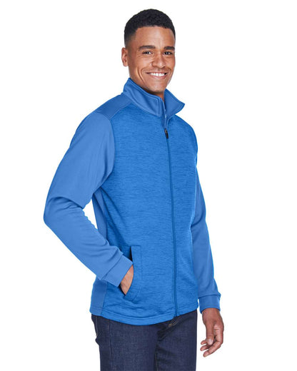 Devon & Jones Men's Newbury Colorblock Mélange Fleece Full-Zip jacket DG796 #colormdl_French Blue/ French Blue Heather