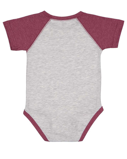 Rabbit Skins Infant Baseball Fine Jersey Bodysuit 4430 #color_Vintage Heather/ Vintage Burgundy
