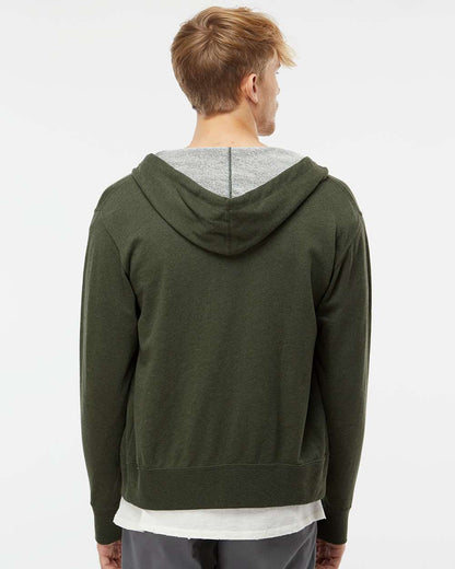 Independent Trading Co. Heathered French Terry Full-Zip Hooded Sweatshirt PRM90HTZ #colormdl_Olive Heather