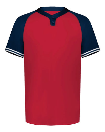 Augusta Sportswear Cutter Henley Jersey 6905 #color_Scarlet/ Navy