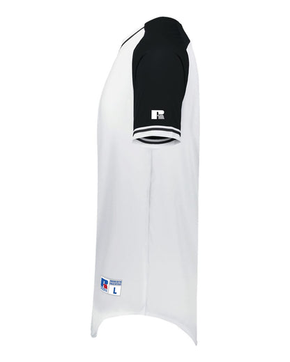 Russell Athletic Unisex Classic V-Neck Jersey R01X3M #color_White/ Black/ White