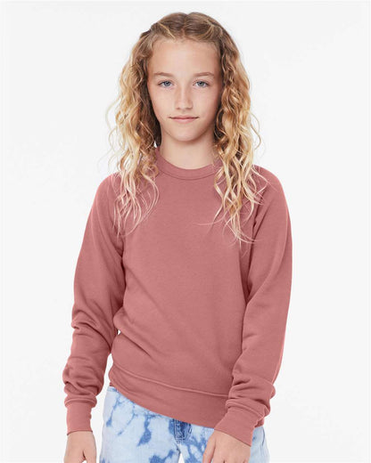 BELLA + CANVAS Youth Sponge Fleece Crewneck Sweatshirt 3901Y #colormdl_Mauve