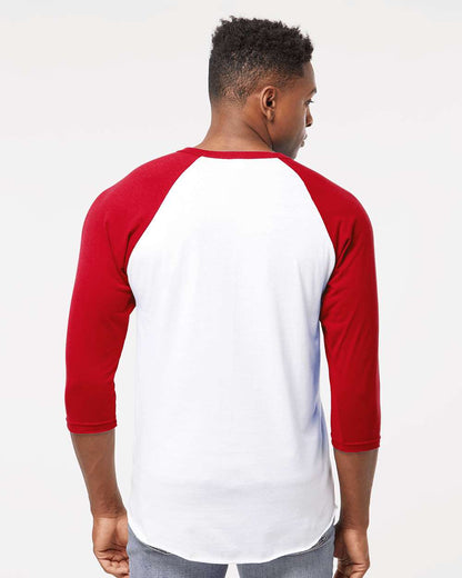 Tultex Fine Jersey Raglan T-Shirt 245 #colormdl_White/ Red