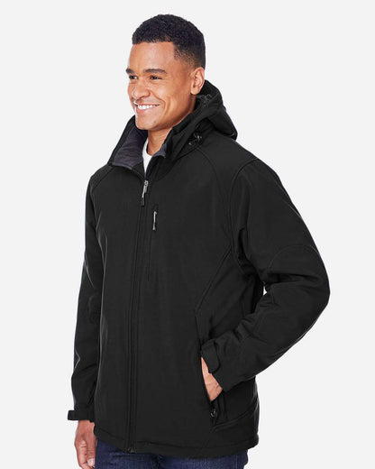 North End Men's Glacier Insulated Three-Layer Fleece Soft Shell Hood Jacket with Detachable Hood 88159 #colormdl_Black