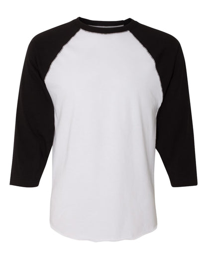 LAT Men's Baseball Fine Jersey Three-Quarter Sleeve Tee 6930 #color_White Solid/ Black