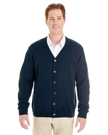 Harriton Men's Pilbloc™ V-Neck Button Cardigan Sweater M425 #colormdl_Dark Navy