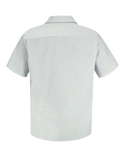 Red Kap Men's Premium Short Sleeve Work Shirt SP20 #color_GW-White/ Green Stripe