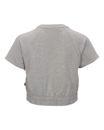 Boxercraft Women's French Terry Short Sleeve Cropped Crewneck Sweatshirt BW2103 #color_Oxford Heather