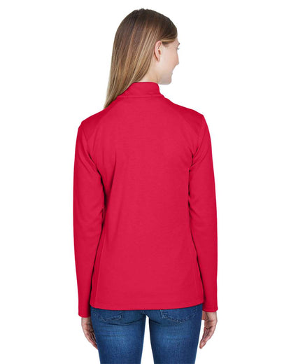Devon & Jones Women's DRYTEC20™ Performance Quarter-Zip Pullover DG479W #colormdl_Red/ Navy/ Red