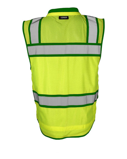 Kishigo Men's Color Contrast High Performance Surveyors Vest S5042-5046 #color_Lime/ Green - S5044