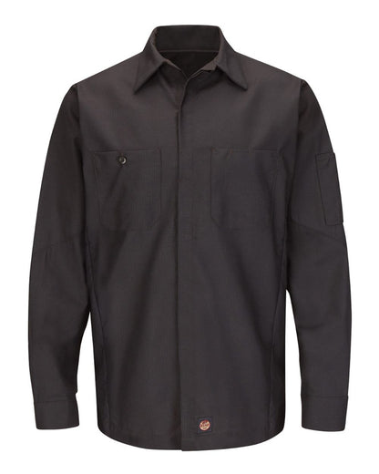 Red Kap Men's Long Sleeve Automotive Crew Shirt SY10 #color_Charcoal