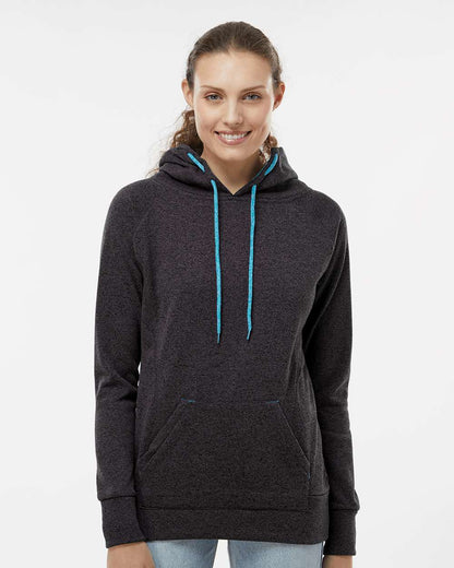 J. America Women’s Cosmic Fleece Hooded Sweatshirt 8616 #colormdl_Onyx Fleck/ Electric Blue
