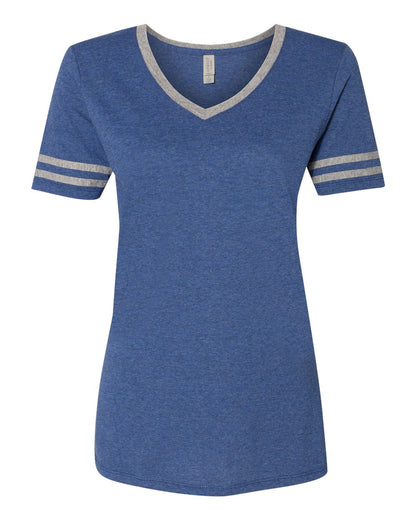 JERZEES Women's Varsity Triblend V-Neck T-Shirt 602WVR #color_True Blue Heather/ Oxford