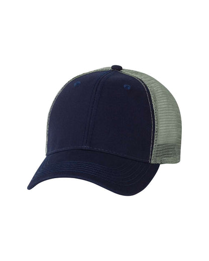 Valucap Bio-Washed Trucker Cap AH80 #color_Navy/ Grey