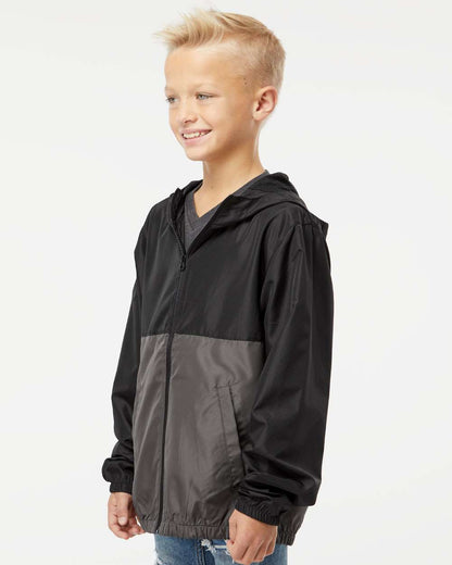 Independent Trading Co. Youth Lightweight Windbreaker Full-Zip Jacket EXP24YWZ #colormdl_Black/ Graphite