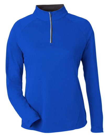 CORE365 Women's Origin Performance Pique Quarter-Zip Pullover CE418W #color_True Royal/ Carbon