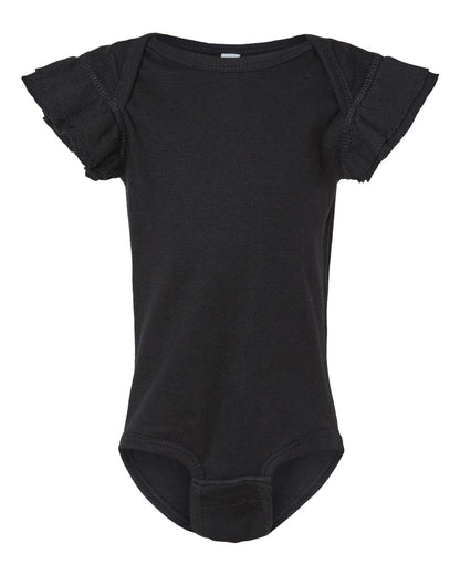 Rabbit Skins Infant Flutter Sleeve Baby Rib Bodysuit 4439 #color_Black