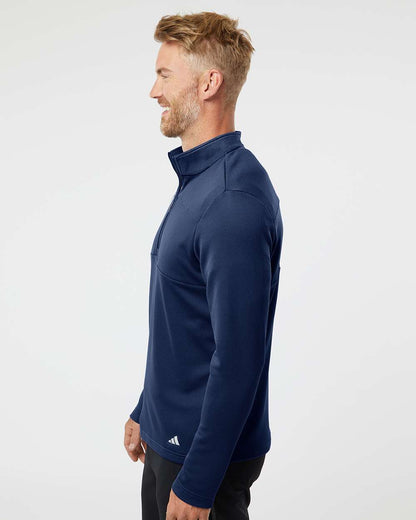 Adidas Men's 3-Stripe Double Knit Quarter-Zip Pullover A482 #colormdl_Team Navy Blue/ Grey Two