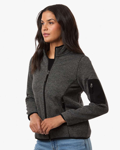North End Women's Jasper Full-Zip Fleece Jacket NE730W #colormdl_Black/ Grey