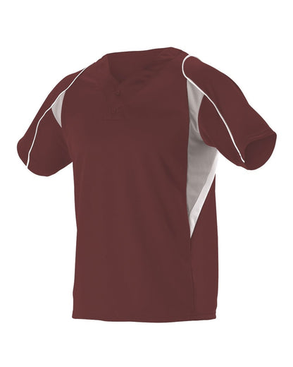 Alleson Athletic Youth Two Button Henley Baseball Jersey 529Y #color_Maroon/ Grey/ White