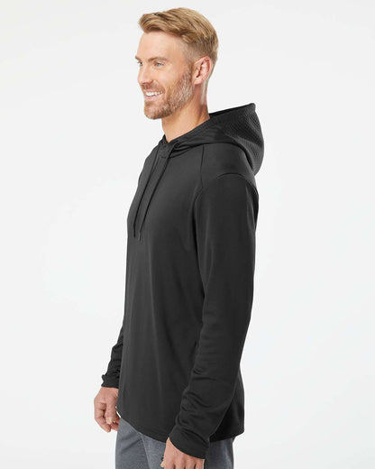 Adidas Men's Textured Mixed Media Midweight Hooded Sweatshirt A530 #colormdl_Black