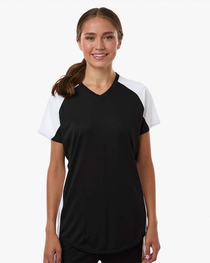 Augusta Sportswear Women's Cutter Jersey 1522 #colormdl_Black/ White