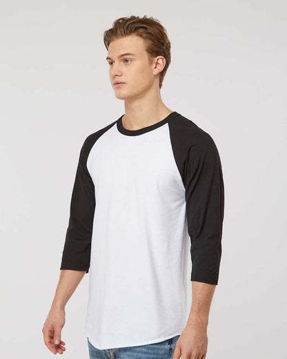 Tultex Fine Jersey Raglan T-Shirt 245 #colormdl_White/ Black