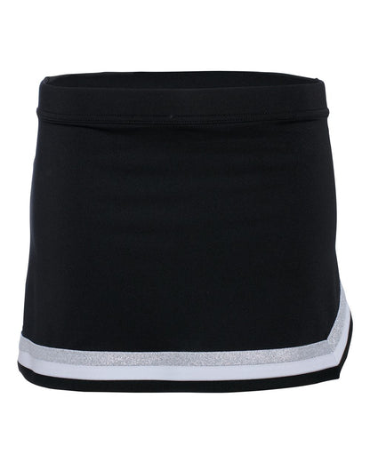 Augusta Sportswear Girls' Pike Skirt 9146 #color_Black/ White/ Metallic Silver