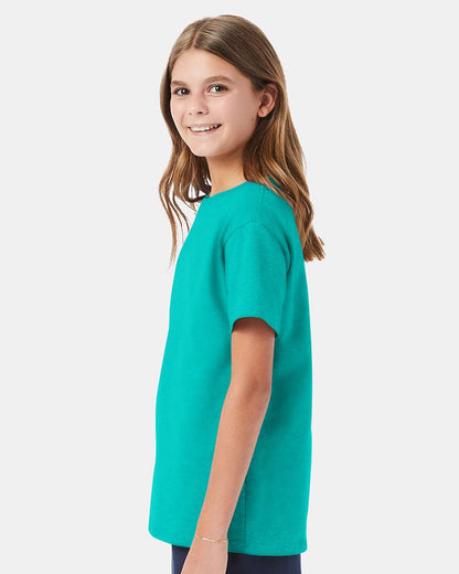 Hanes Essential-T Youth T-Shirt 5480 #colormdl_Athletic Teal