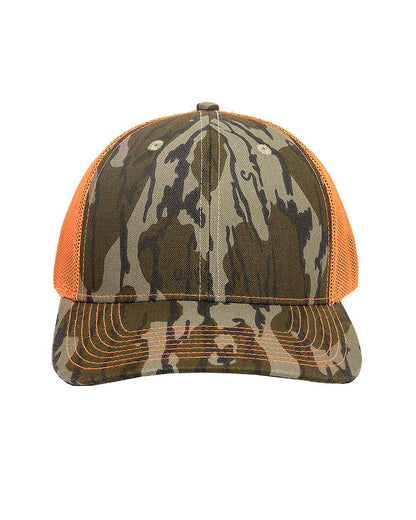 Outdoor Cap Camo Trucker Mesh Back Cap OC771C #color_Mossy Oak Original/ Neon Orange
